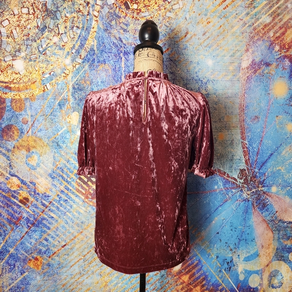 the GeT Purple Velvet Puff Sleeve Top - Picture 5 of 9